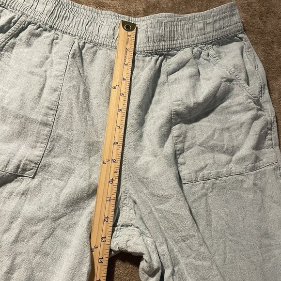 Cynthia Rowley Pants Womens Large Linen Light Blue Wide Leg Pull On Crop Modest - Picture 6 of 8